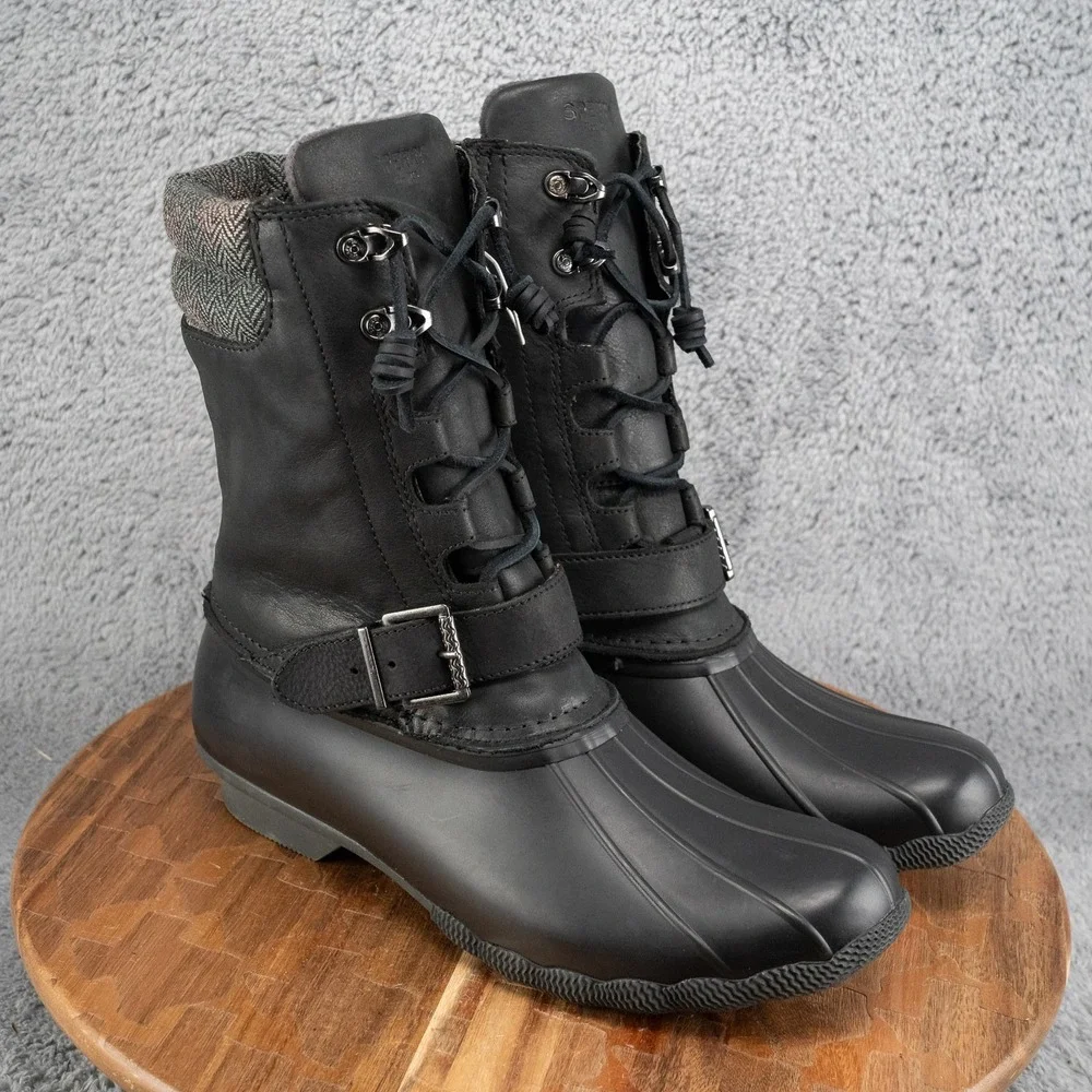 Sperry Women's 11 M Herringbone Saltwater Tall Misty Black Rain Boot‎